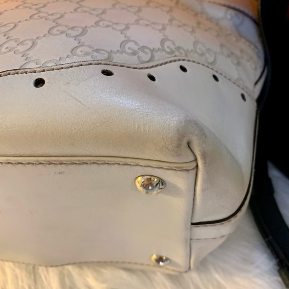 Gucci Guccissima Off White Leather Gg Canvas Tote - Picture 9 of 13